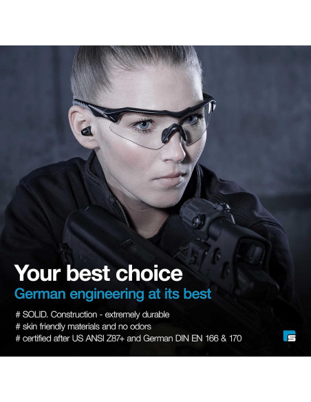 Gafas de Tiro SolidWork Negro con Protección UV y Antiempañante