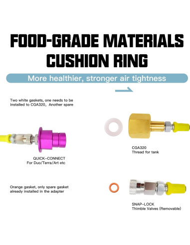 Adaptador CO2 ROVRAI para Fabricadores de Soda 60cm Negro