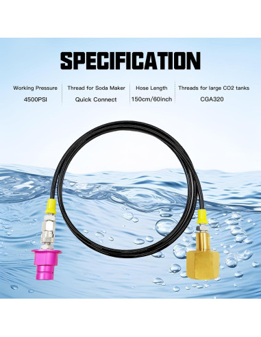 Adaptador CO2 ROVRAI para Fabricadores de Soda 60cm Negro