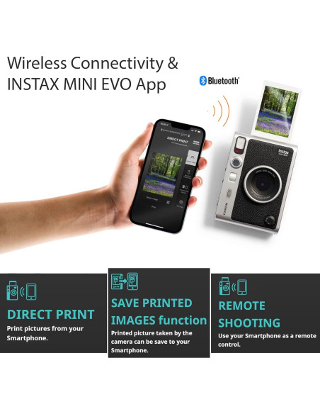 Cámara Instantánea Híbrida Fujifilm Instax Mini EVO Negra + 20 Películas