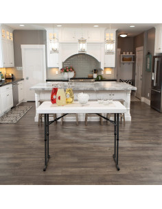 Mesa Plegable Ajustable en Altura Lifetime 4 Pies Granito Blanco 2