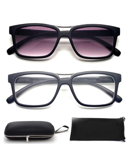 Gafas de miopía -2.00 Unisex 2 pares con funda y pouch Gafas de miopía -2.00 Unisex 2 pares con funda y pouch