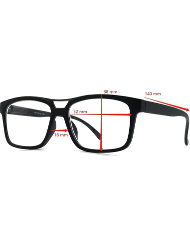 Gafas de miopía -2.00 Unisex 2 pares con funda y pouch