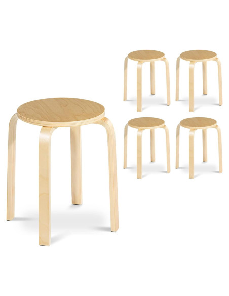 Juego de 4 Taburetes de Madera Julimoon Apilables 46 cm