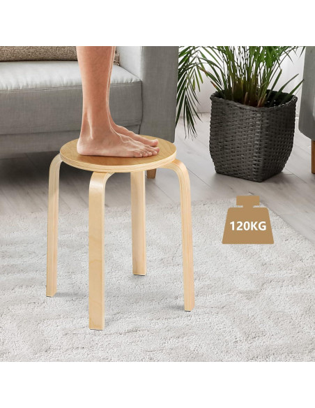 Juego de 4 Taburetes de Madera Julimoon Apilables 46 cm