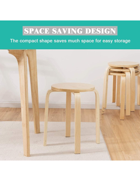 Juego de 4 Taburetes de Madera Julimoon Apilables 46 cm