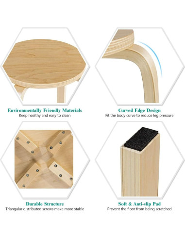 Juego de 4 Taburetes de Madera Julimoon Apilables 46 cm