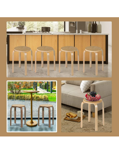 Juego de 4 Taburetes de Madera Julimoon Apilables 46 cm