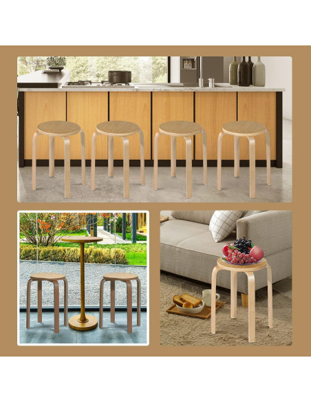 Juego de 4 Taburetes de Madera Julimoon Apilables 46 cm