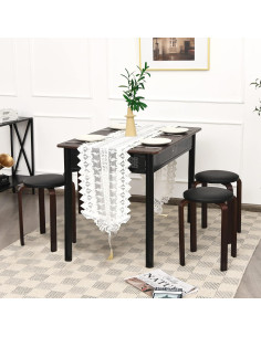 Taburetes de Madera Apilables LDAILY, 4 Piezas, Negro 2