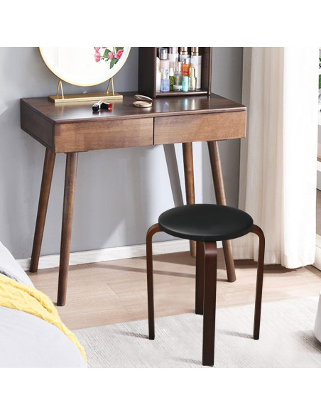 Taburetes de Madera Apilables LDAILY, 4 Piezas, Negro