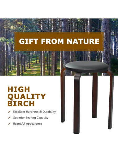 Taburetes de Madera Apilables LDAILY, 4 Piezas, Negro