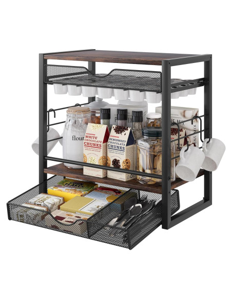 Organizador de Cafés TQVAI para 70 Cápsulas y Tazas - Negro