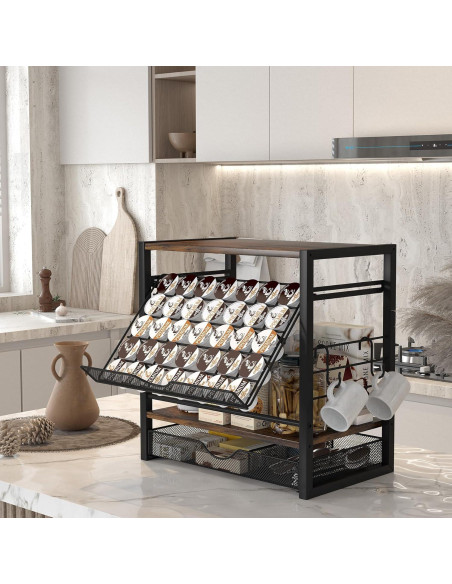 Organizador de Cafés TQVAI para 70 Cápsulas y Tazas - Negro