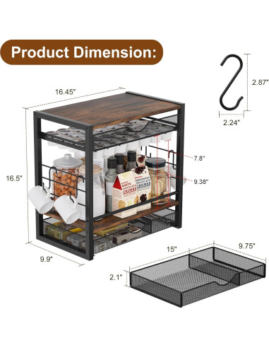 Organizador de Cafés TQVAI para 70 Cápsulas y Tazas - Negro