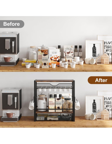 Organizador de Cafés TQVAI para 70 Cápsulas y Tazas - Negro