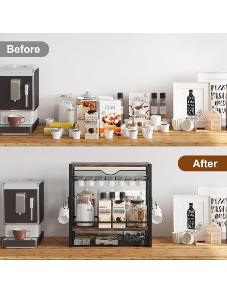 Organizador de Cafés TQVAI para 70 Cápsulas y Tazas - Negro