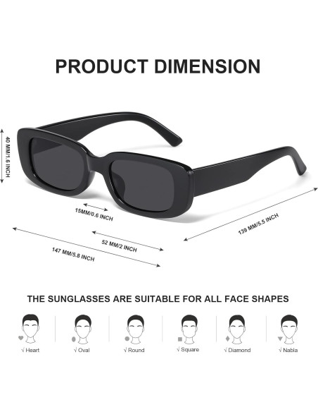 Gafas de Sol Rectangulares JASPIN UV400 Unisex Retro Gafas de Sol Rectangulares JASPIN UV400 Unisex Retro