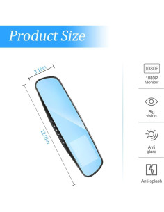 Cámara Retrovisor Full HD 1080P AUKEPO Doble Lente 4.3" 2