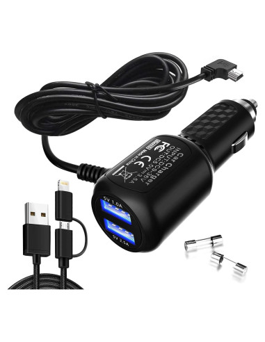 Cargador de Coche Gar'min Nuvi con Cable Mini USB 2m