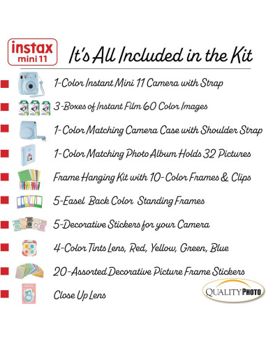 Cámara Instantánea Fujifilm Instax Mini 11 Azul con 60 Películas