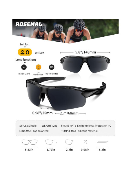 Gafas de sol deportivas Rosemal 7253 polarizadas UV400