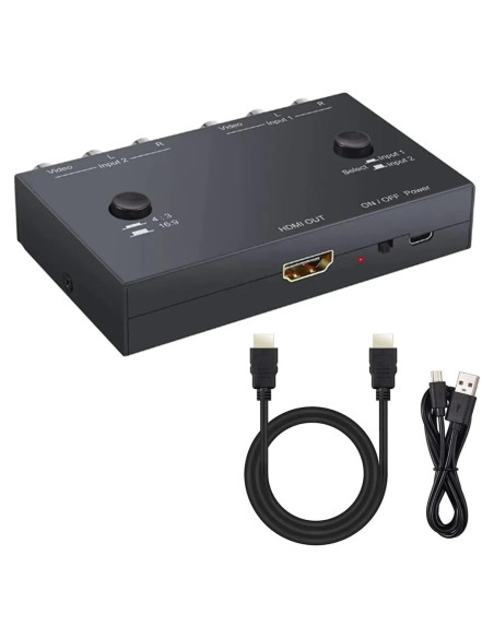 Convertidor RCA a HDMI 2 Puertos DBEIXIWEI 1080p Plug and Play