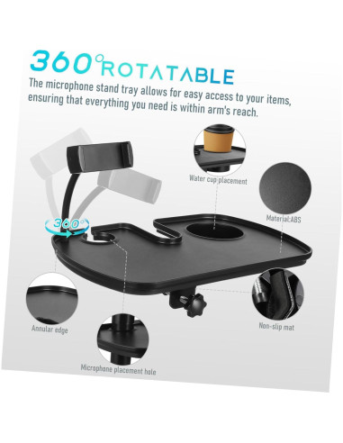 Soporte de Micrófono con Abrazadera Yardwe para Mesa - Negro