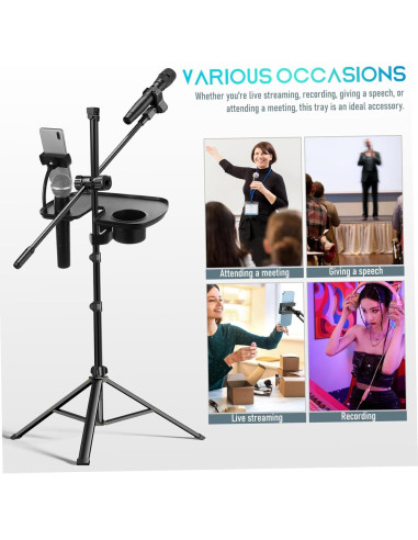 Soporte de Micrófono con Abrazadera Yardwe para Mesa - Negro