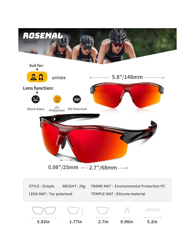Gafas de sol deportivas Rosemal 7253 polarizadas UV400