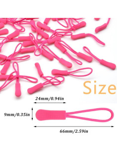 Tiradores de Cremallera Yosawa 50 Piezas Nylon Rosa Oscuro 2