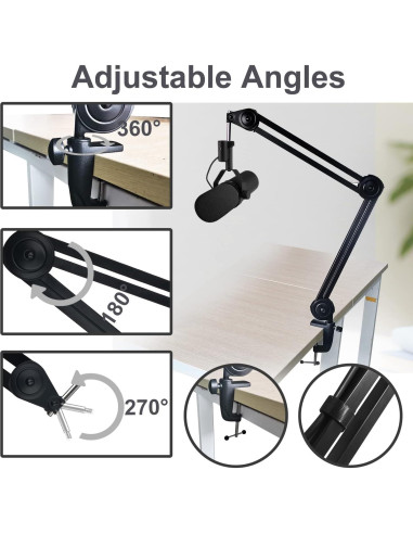 Soporte de Micrófono Boom Boseen SM7B con Filtro Pop y Extensión