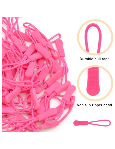 Tiradores de Cremallera Yosawa 50 Piezas Nylon Rosa Oscuro