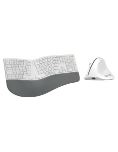 Combo Teclado Ergonómico Inalámbrico DeLUX y Ratón Vertical Blanco