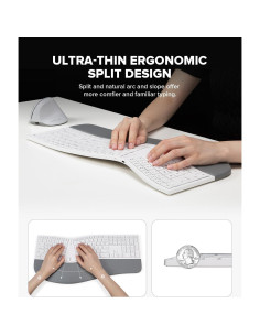 Combo Teclado Ergonómico Inalámbrico DeLUX y Ratón Vertical Blanco 2