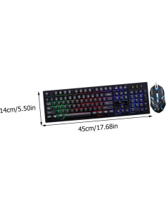 Teclado y Ratón Mecánico Housoutil USB Ergonómico para Juegos 2