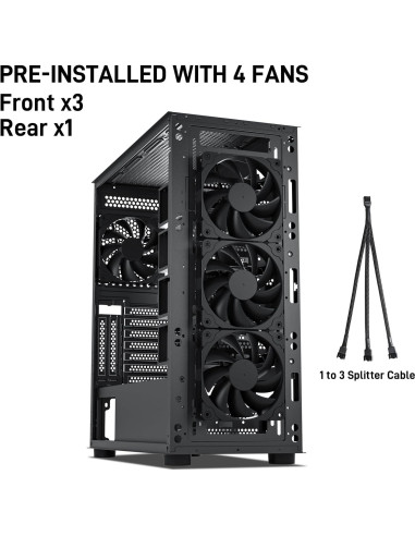 Caja de Computadora DARKROCK Classico MAX ATX Negra con 4 Ventiladores