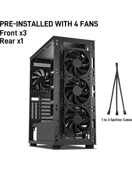 Caja de Computadora DARKROCK Classico MAX ATX Negra con 4 Ventiladores