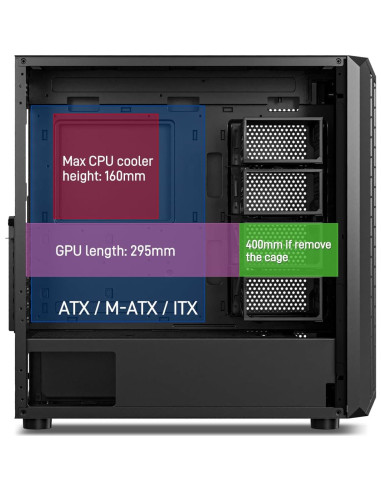 Caja de Computadora DARKROCK Classico MAX ATX Negra con 4 Ventiladores