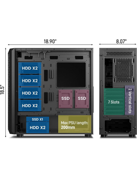 Caja de Computadora DARKROCK Classico MAX ATX Negra con 4 Ventiladores