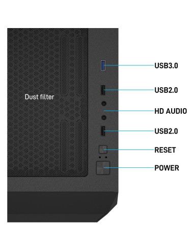 Caja de Computadora DARKROCK Classico MAX ATX Negra con 4 Ventiladores