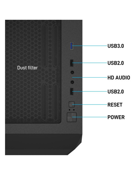 Caja de Computadora DARKROCK Classico MAX ATX Negra con 4 Ventiladores