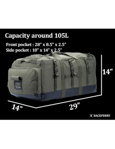 Bolsa de viaje grande BACKFERRY 105L con compartimento para zapatos 2