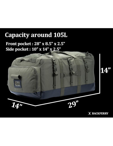 Bolsa de viaje grande BACKFERRY 105L con compartimento para zapatos