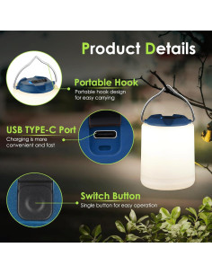 Linterna de Camping LED BOBKID 1000LM Recargable Azul 2