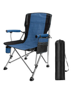 Silla de Camping Plegable LAMA Azul Respaldo Alto 150 kg