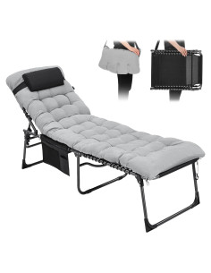 Silla de Lounge Plegable KingCamp KE2420 con Cojín Removible