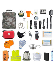 Kit de Supervivencia ISOP 32 Piezas Mochila Emergencia Camping