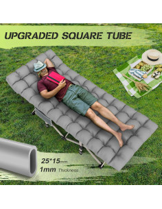 Cama de Camping Plegable Suteck 190x71cm 227Kg Gris 2