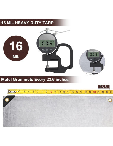 Lona Resistente al Agua Sunvigor 3.66x4.88m 16Mil Plata